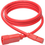 Eaton Tripp Lite Series Heavy-Duty PDU Power Cord, C13 to C14 - 15A, 250V, 14 AWG, 6 ft. (1.83 m), Red