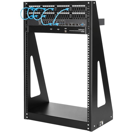 StarTech.com 2-Post 16U Heavy-Duty Desktop Server Rack, Small Open Frame 19in Network Rack for Home/Office IT Equipment, TAA Compliant