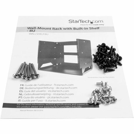 StarTech.com 2-Post 8U Open Frame Wall Mount Network Rack with Built-in Shelf and Adjustable Depth, Computer Rack for IT Equipment, TAA~