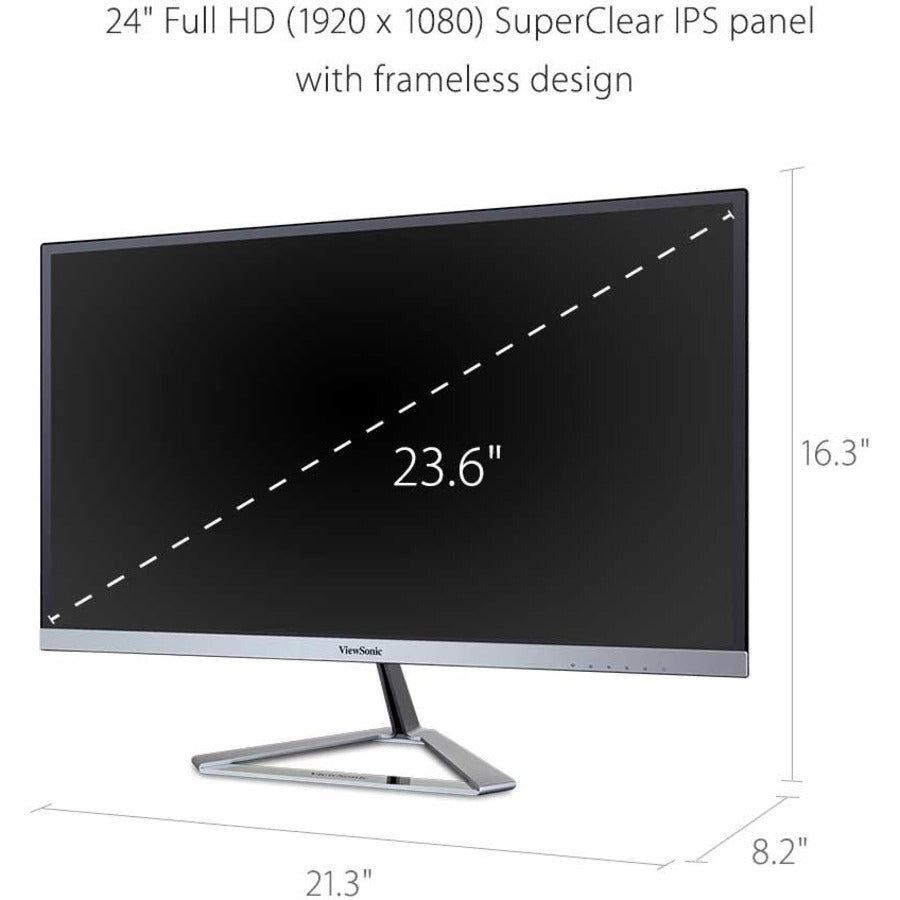 ViewSonic VX2476-SMHD 24 Inch 1080p IPS Monitor with FreeSync, Ultra-Thin Bezels, HDMI and DisplayPort
