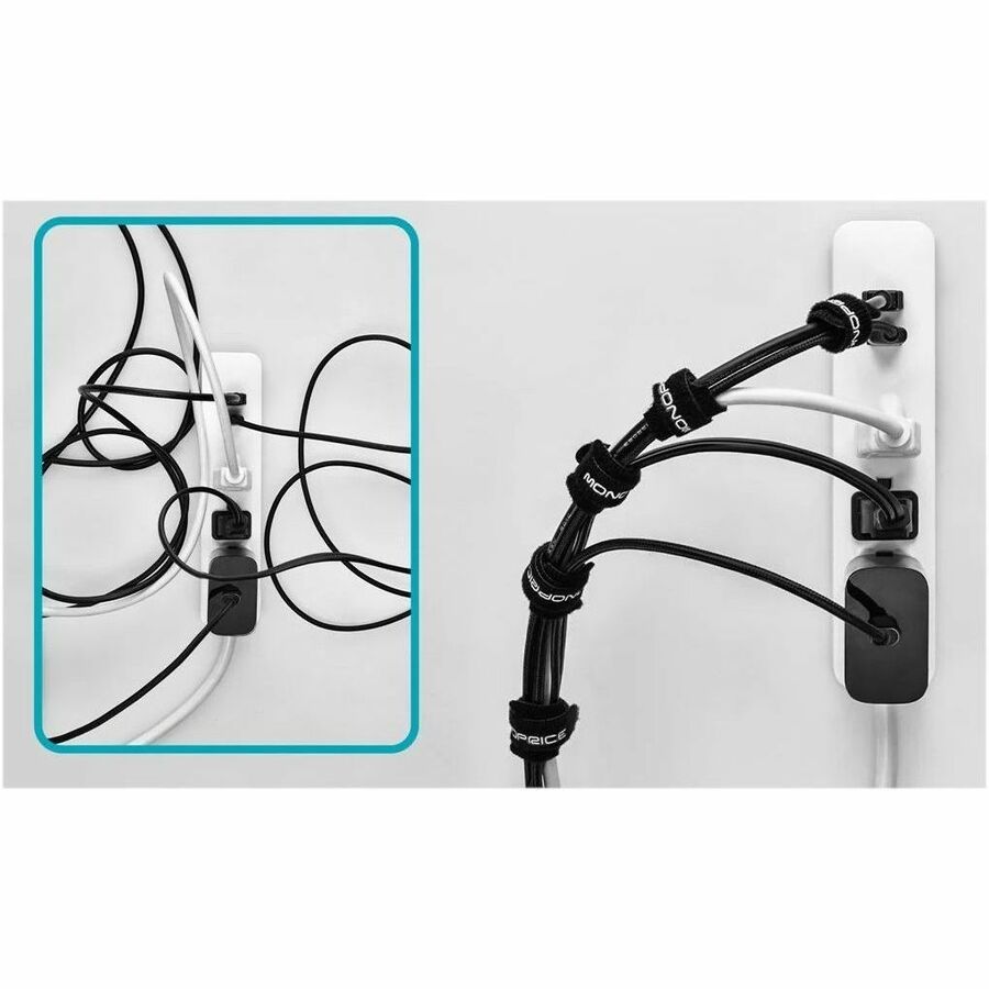 Monoprice Hook and Loop Fastening Cable Ties, 6in, 50 pcs/pack, Black