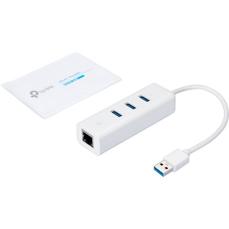 TP-Link (UE330) - USB 3.0 to Ethernet Adapter, Portable 3-port USB Hub with 1 Gigabit