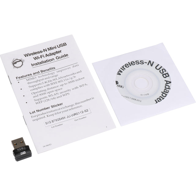 SIIG IEEE 802.11n Wi-Fi Adapter for Desktop Computer, Notebook