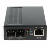 AddOn 10/100/1000Base-TX(RJ-45) to 2 Open SFP Port POE+ Media Converter