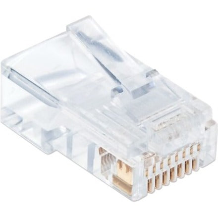 Intellinet Network Solutions Cat5e RJ45 Modular Plugs, 3-Prong, UTP, For Solid Wire, 100 Plugs in Jar