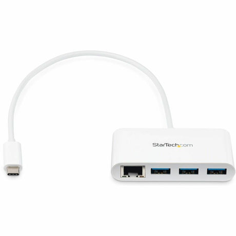 StarTech.com 3 Port USB C Hub with Gigabit Ethernet - USB-C to 3x USB-A - USB 3.0 - White - USB Hub with GbE - USB-C to USB Adapter - USB Type C Hub