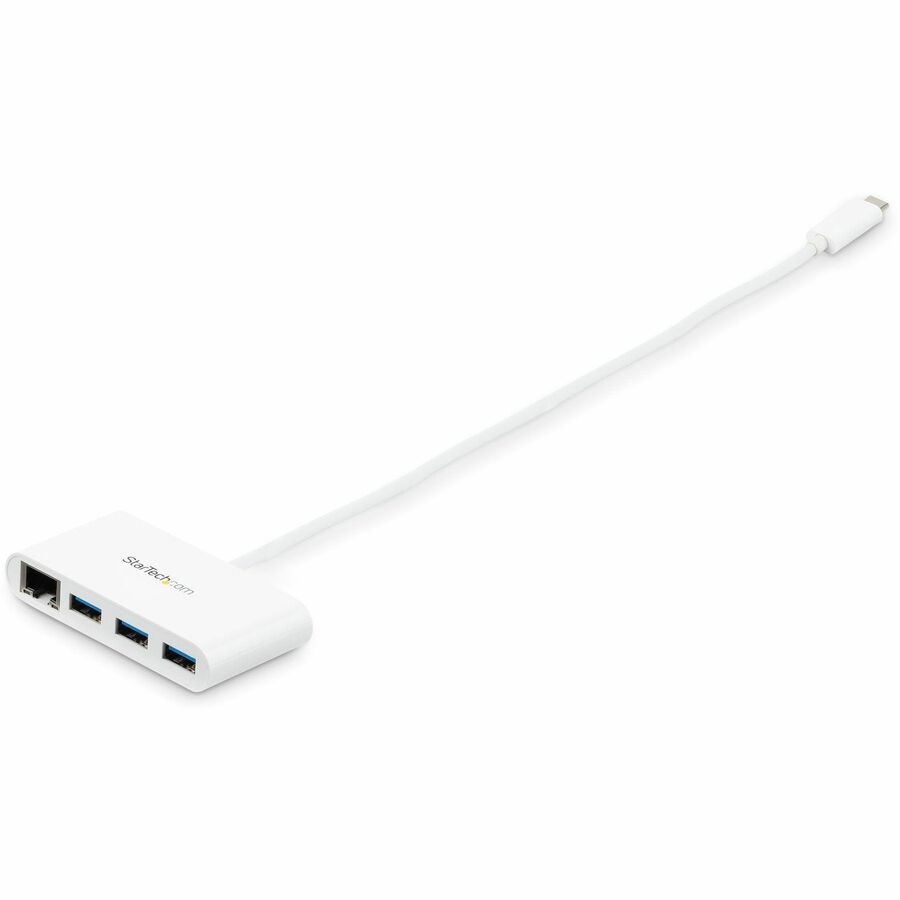 StarTech.com 3 Port USB C Hub with Gigabit Ethernet - USB-C to 3x USB-A - USB 3.0 - White - USB Hub with GbE - USB-C to USB Adapter - USB Type C Hub