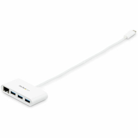 StarTech.com 3 Port USB C Hub with Gigabit Ethernet - USB-C to 3x USB-A - USB 3.0 - White - USB Hub with GbE - USB-C to USB Adapter - USB Type C Hub