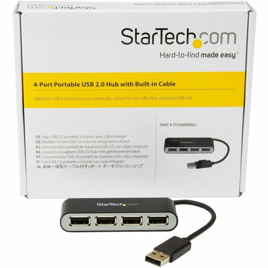 StarTech.com 4 Port USB Hub 4 x USB 2.0 port ? Bus Powered ? USB Adapter? USB Splitter? Multi Port USB Hub? USB 2.0 Hub