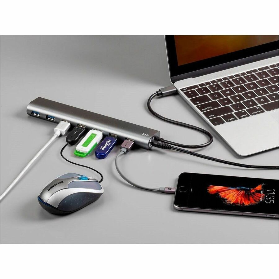 Monoprice SuperSpeed 7-Port USB-C Hub, Gray