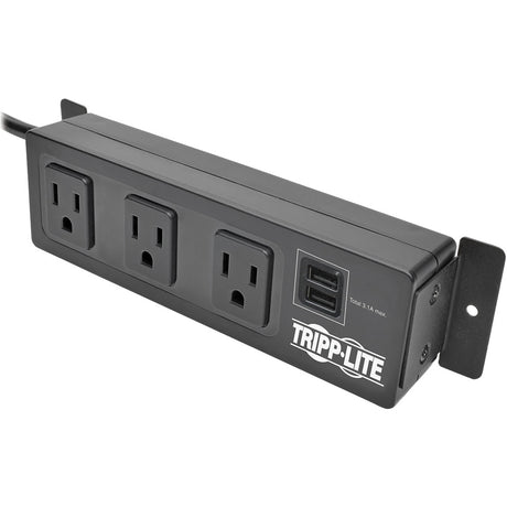 Eaton Tripp Lite Series Protect It! 3-Outlet Surge Protector with Mounting Brackets, 10 ft. Cord, 510 Joules, 2 USB Charging Ports, Black Housing