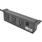 Eaton Tripp Lite Series Protect It! 3-Outlet Surge Protector with Mounting Brackets, 10 ft. Cord, 510 Joules, 2 USB Charging Ports, Black Housing