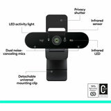 Logitech Brio 4K Webcam for Business, biometrics login with Windows Hello, auto-light correction, noise-canceling, Works with Microsoft Teams, Zoom, Google Meet, PC/Mac