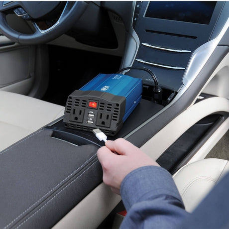 Eaton Tripp Lite Series 375W PowerVerter Ultra-Compact Car Inverter with 2 AC Outlets, 2 USB Charging Ports and Battery Cables