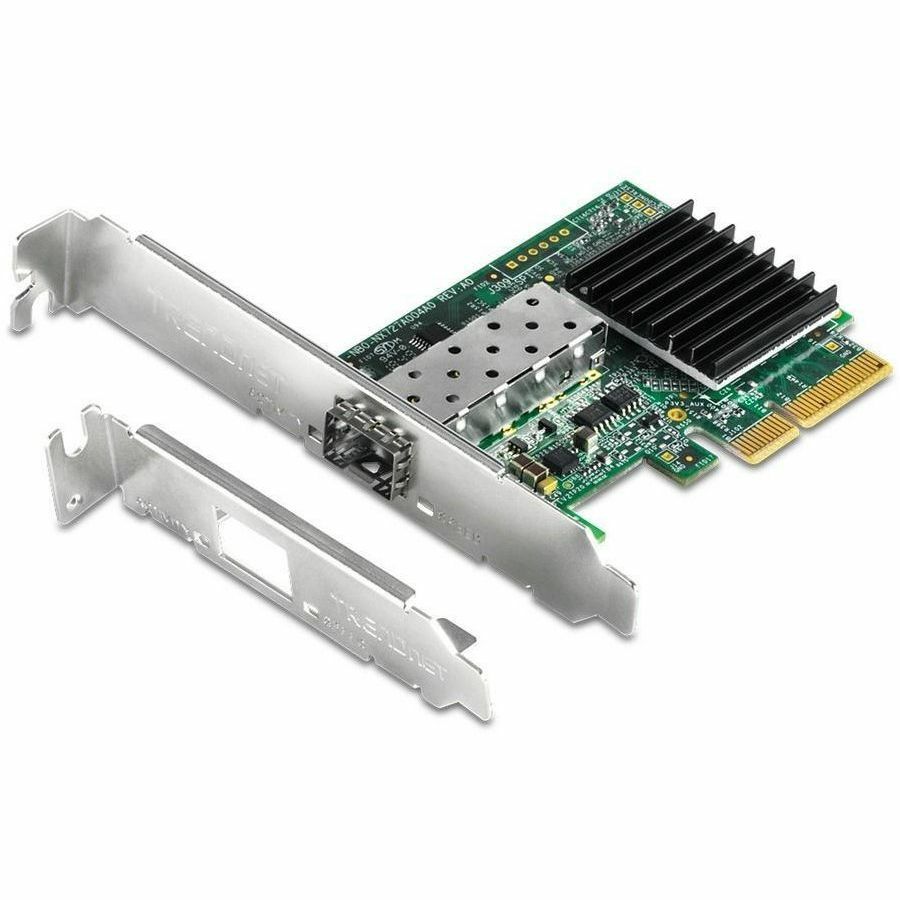 TRENDnet 10 Gigabit PCIe SFP+ Network Adapter, Convert A PCIe Slot Into A 10G SFP+ Slot, Supports 802.1Q, Standard & Low-Profile Brackets Included, Compatible With Windows & Linux, Black, TEG-10GECSFP