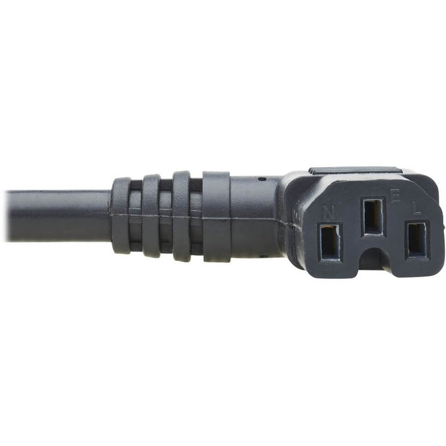 Eaton Tripp Lite Series Power Cord, NEMA 5-15P to Right-Angle C15 - Heavy-Duty, 15A, 125V, 14 AWG, 8 ft. (2.43 m), Black