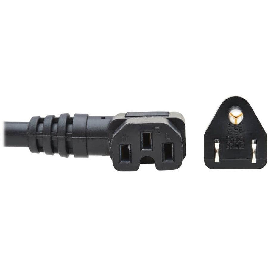 Eaton Tripp Lite Series Power Cord, NEMA 5-15P to Right-Angle C15 - Heavy-Duty, 15A, 125V, 14 AWG, 8 ft. (2.43 m), Black