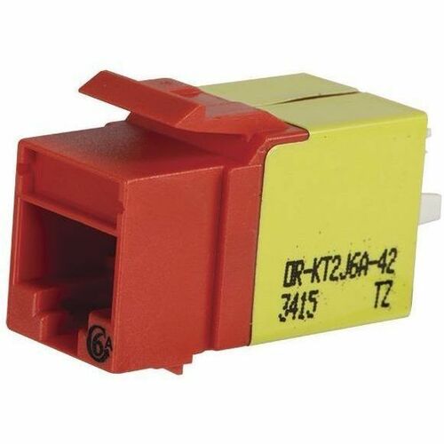 Ortronics Category 6a Keystone Jack, Lacing Cap Termination, Red