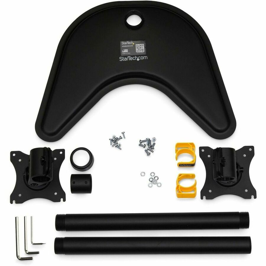 StarTech.com Vertical Dual Monitor Stand, Heavy Duty Steel, Monitors up to 27" (22lb/10kg), Vesa Monitor, Computer Monitor Stand