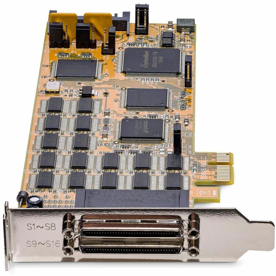 StarTech.com 16 Port PCI Express Serial Card, Low-Profile, High-Speed PCIe Serial Card with 16 DB9 RS232 Ports, TAA