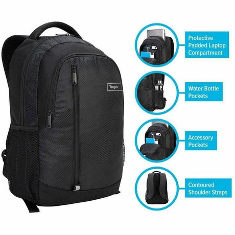 Targus Sport TSB89104US Carrying Case (Backpack) for 15.6" to 16" Notebook - Black - TAA Compliant
