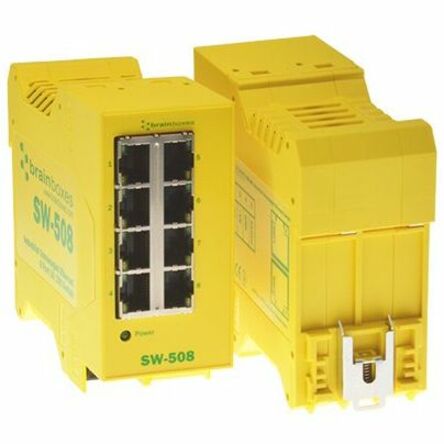 Brainboxes Industrial Ethernet 8 Port Switch DIN Rail Mountable