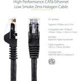 StarTech.com 6in CAT6 Ethernet Cable - Black Snagless Gigabit - 100W PoE UTP 650MHz Category 6 Patch Cord UL Certified Wiring/TIA