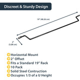 StarTech.com Horizontal Cable Lacing Bars with 2 in. Offset for Racks - Horizontal Cable Manager - 10 Pack