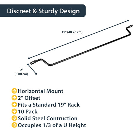StarTech.com Horizontal Cable Lacing Bars with 2 in. Offset for Racks - Horizontal Cable Manager - 10 Pack