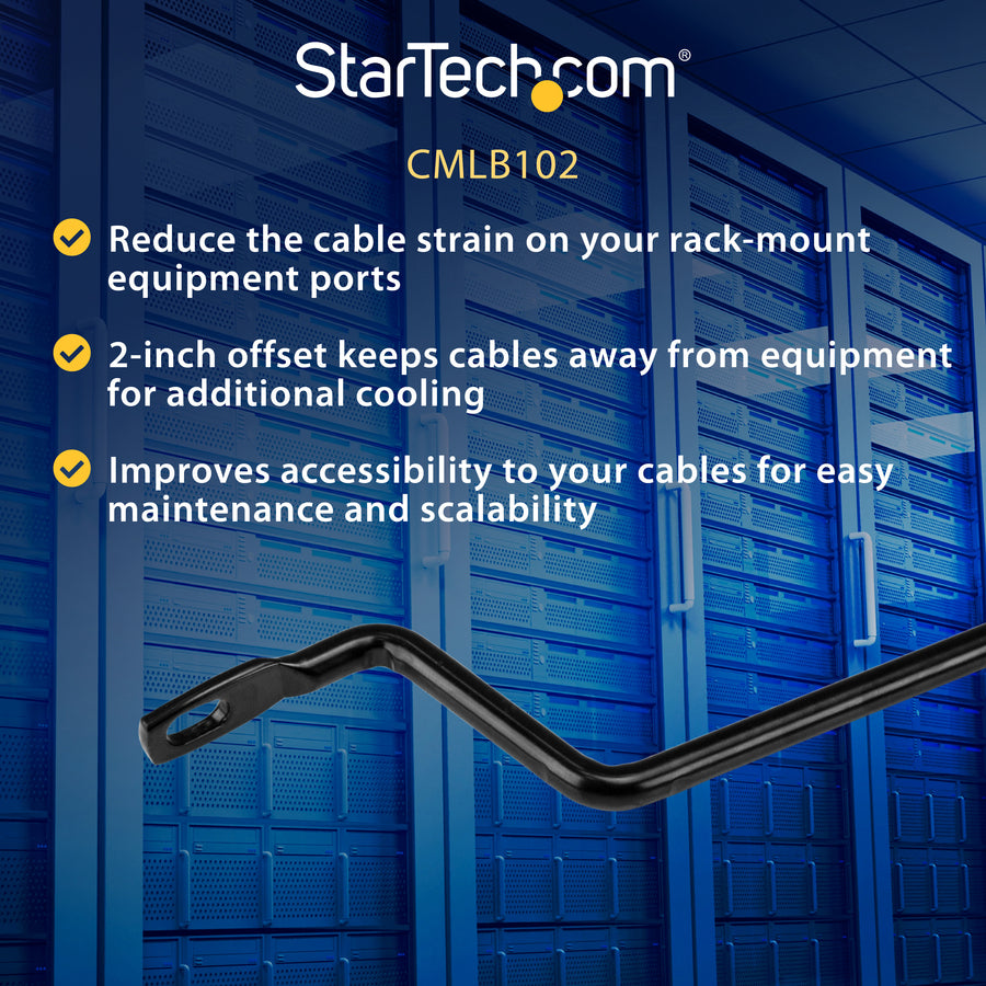 StarTech.com Horizontal Cable Lacing Bars with 2 in. Offset for Racks - Horizontal Cable Manager - 10 Pack