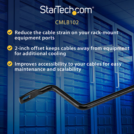 StarTech.com Horizontal Cable Lacing Bars with 2 in. Offset for Racks - Horizontal Cable Manager - 10 Pack