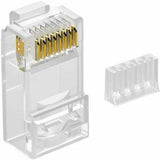 Monoprice Cat6 RJ45 Modular Plugs w/Inserts for Round Solid/Stranded Cable,50u,Clear,100pk