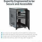 StarTech.com 18U 19" Server Rack Cabinet 4 Post Adjustable Depth 2-30" w/Casters/Cable Management/1U Shelf, Locking Doors and Side Panels