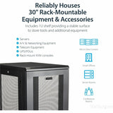 StarTech.com 24U 19" Server Rack Cabinet 4 Post Adjustable Depth 2-30" w/Casters/Cable Management/1U Shelf, Locking Doors and Side Panels