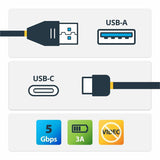 StarTech.com USB to USB C Cable - 1m / 3 ft - USB 3.0 (5Gbps) - USB A to USB C - USB Type C - USB Cable Male to Male - USB C to USB