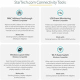 StarTech.com Thunderbolt 3 Dock - Dual Monitor 4K 60Hz TB3 Laptop Docking Station with DisplayPort - 85W Power Delivery - 3x USB 3.0, GbE