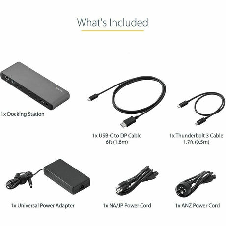 StarTech.com Thunderbolt 3 Dock - Dual Monitor 4K 60Hz TB3 Laptop Docking Station with DisplayPort - 85W Power Delivery - 3x USB 3.0, GbE