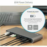 StarTech.com Thunderbolt 3 Dock - Dual Monitor 4K 60Hz TB3 Laptop Docking Station with DisplayPort - 85W Power Delivery - 3x USB 3.0, GbE
