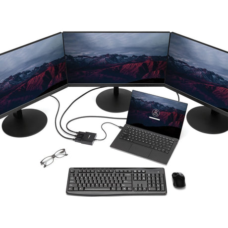 StarTech.com 3-Port USB-C Multi-Monitor Adapter, Type-C to 3x DisplayPort 1.2 MST Hub, Triple 1080p DP Display Extender/Splitter, Windows