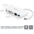 StarTech.com USB C Multiport Adapter to DVI-D (Digital) Video - 60W PD Passthrough/GbE/USB-A - Portable USB Type-C/Thunderbolt 3 Mini Dock