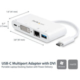 StarTech.com USB C Multiport Adapter to DVI-D (Digital) Video - 60W PD Passthrough/GbE/USB-A - Portable USB Type-C/Thunderbolt 3 Mini Dock