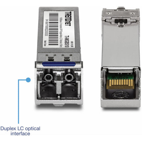 TRENDnet SFP to RJ45 Industrial Single-Mode LC Module (10km); TI-MGBS10; 1000Base-LX Industrial SFP; Compliant with IEEE 802.3z Gigabit Ethernet; Data Rates of up to 1.25Gbps; Lifetime Protection
