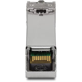 TRENDnet SFP to RJ45 Industrial Single-Mode LC Module (10km); TI-MGBS10; 1000Base-LX Industrial SFP; Compliant with IEEE 802.3z Gigabit Ethernet; Data Rates of up to 1.25Gbps; Lifetime Protection