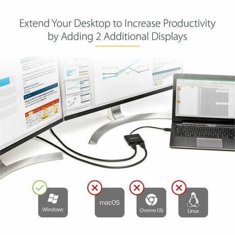 StarTech.com USB 3.0 to Dual HDMI Adapter, USB to 2x HDMI Monitor Converter for Windows (no support for macOS/ChromeOS/Linux) - TAA