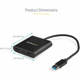 StarTech.com USB 3.0 to Dual HDMI Adapter, USB to 2x HDMI Monitor Converter for Windows (no support for macOS/ChromeOS/Linux) - TAA