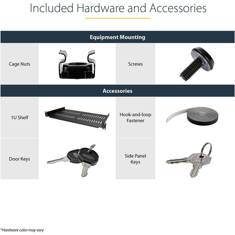 StarTech.com 4-Post 12U Wall Mount Network Cabinet, 19" Hinged Wall-Mounted Server Rack for IT Equipment, Flexible Lockable Rack Enclosure