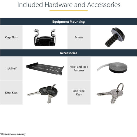 StarTech.com 4-Post 12U Wall Mount Network Cabinet, 19" Hinged Wall-Mounted Server Rack for IT Equipment, Flexible Lockable Rack Enclosure