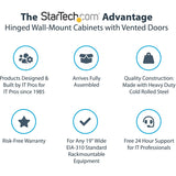 StarTech.com 4-Post 12U Wall Mount Network Cabinet, 19" Hinged Wall-Mounted Server Rack for IT Equipment, Flexible Lockable Rack Enclosure