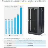StarTech.com 4-Post 12U Wall Mount Network Cabinet, 19" Hinged Wall-Mounted Server Rack for IT Equipment, Flexible Lockable Rack Enclosure