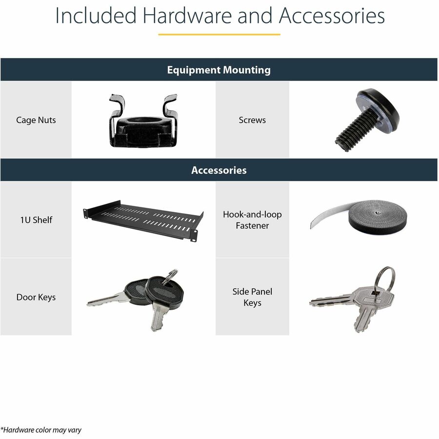 StarTech.com 4-Post 12U Wall Mount Network Cabinet, 19" Hinged Wall-Mounted Server Rack for IT Equipment, Flexible Lockable Rack Enclosure